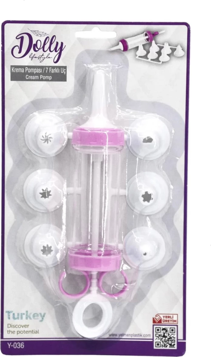 Aksesorë për ëmbëlsira Dolly AED, shiringë me 7 forma, rozë