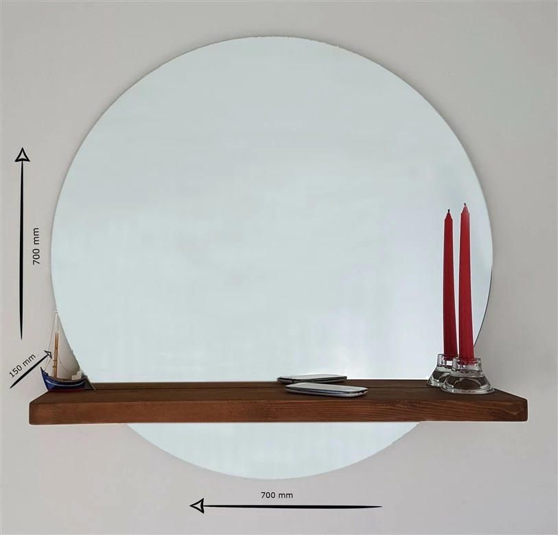 Pasqyrë me rafte muri, ngjyrë arre, SUNSET, 70x70cm