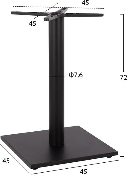 Bazë metalike ngjyrë e zezë mat 45x45x72 me rregullues FH438