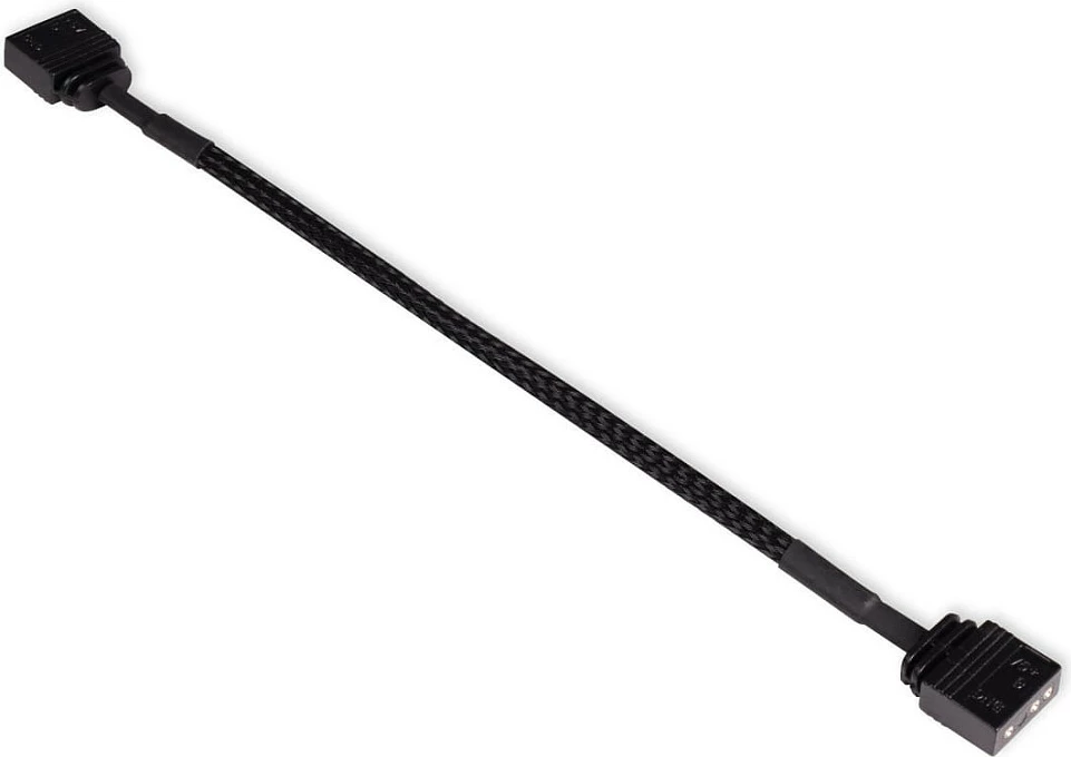 Kabllo zgjatëse aRGB Alphacool 3-Pin në 3-Pin, 15 cm, e mbështjellë, e zezë