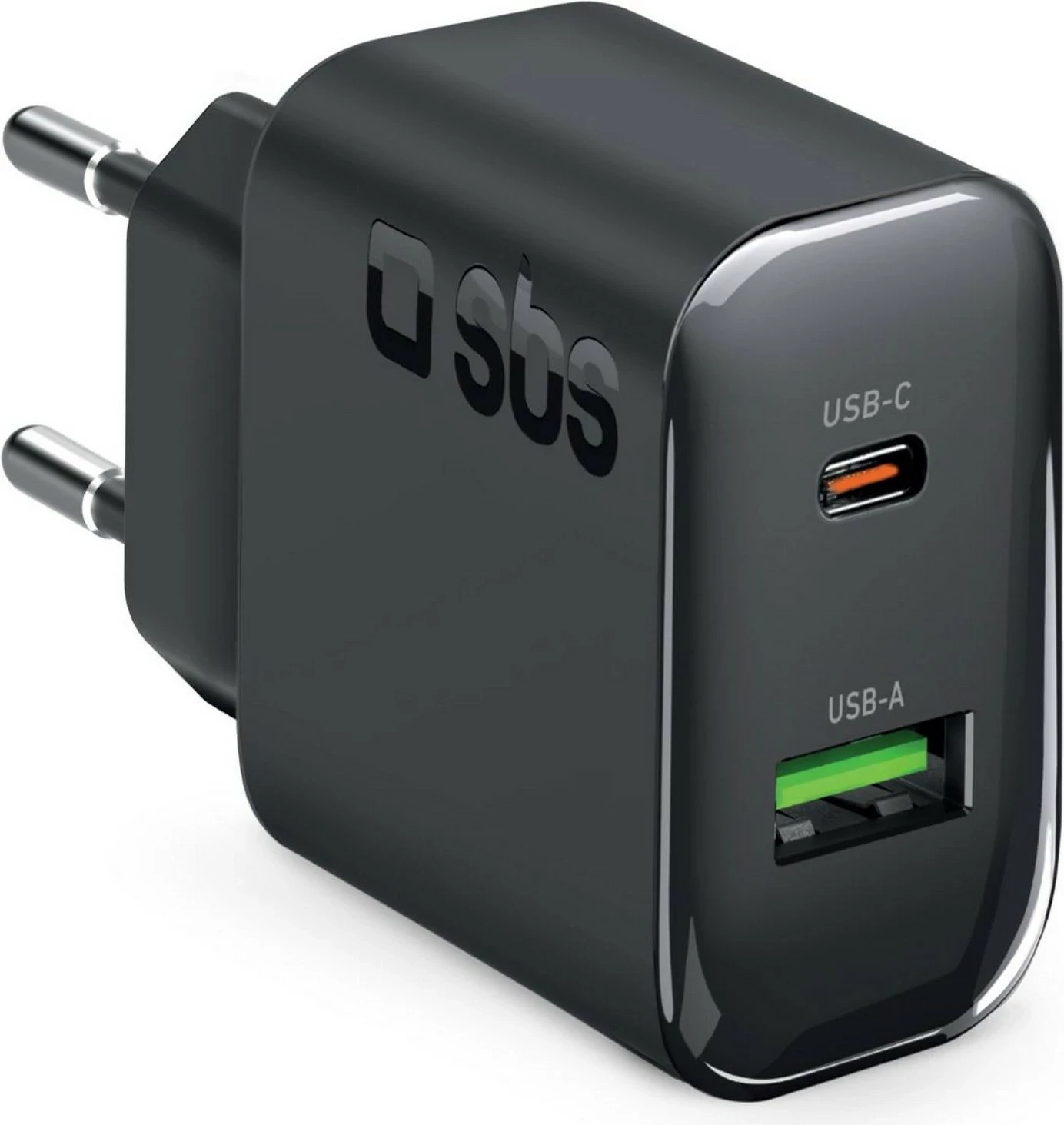 Karikues rrjeti SBS 65W, 1x USB-C, 1x USB-A, i zi