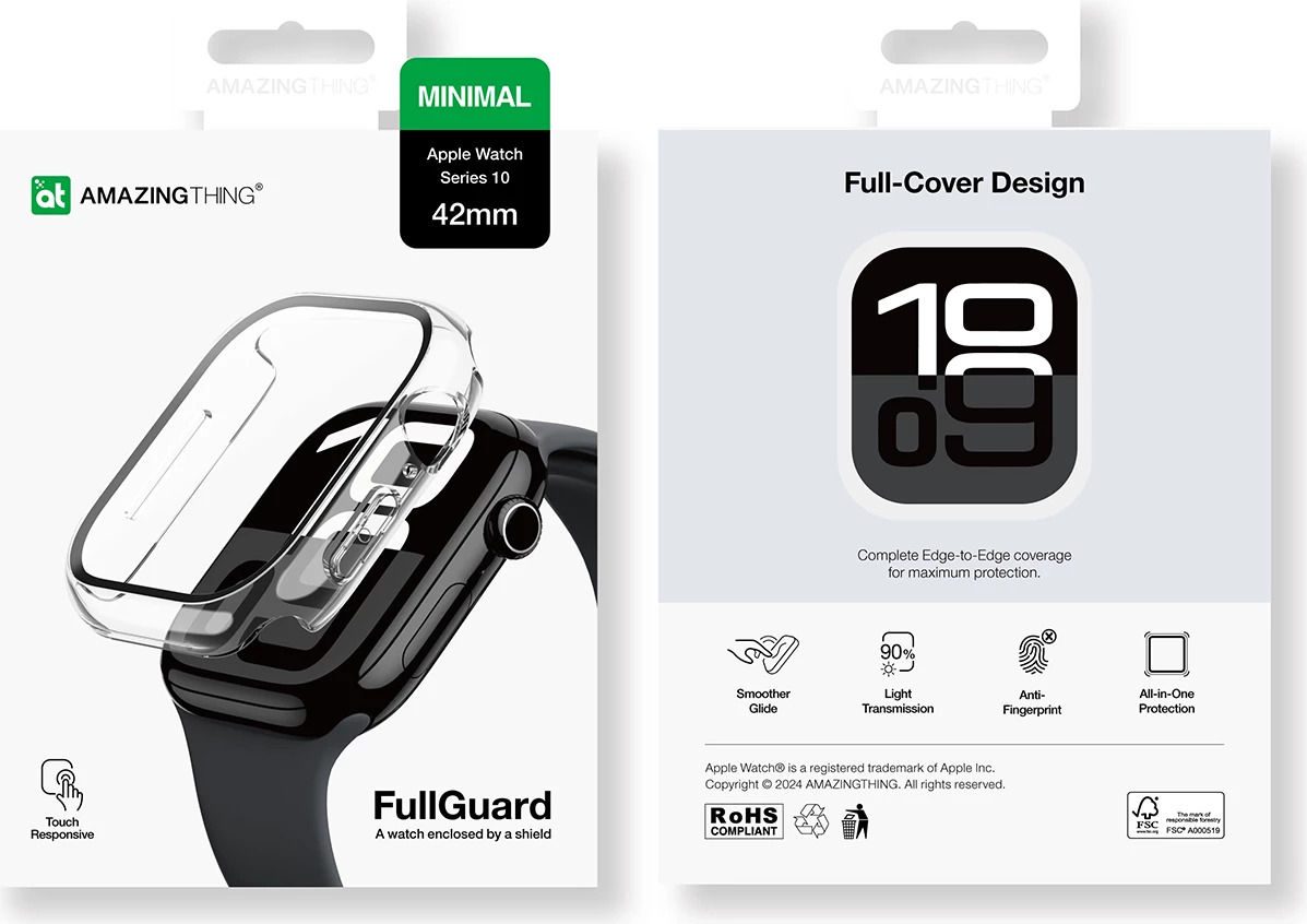 Mbështjellës AmazingThing Radix Glass për Apple Watch 42mm, Transparent