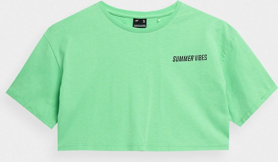 T-shirt 4F TTSHF558, madhësi L, mëngë të shkurta, regular fit, 60% pambuk/40% poliester, e gjelbër