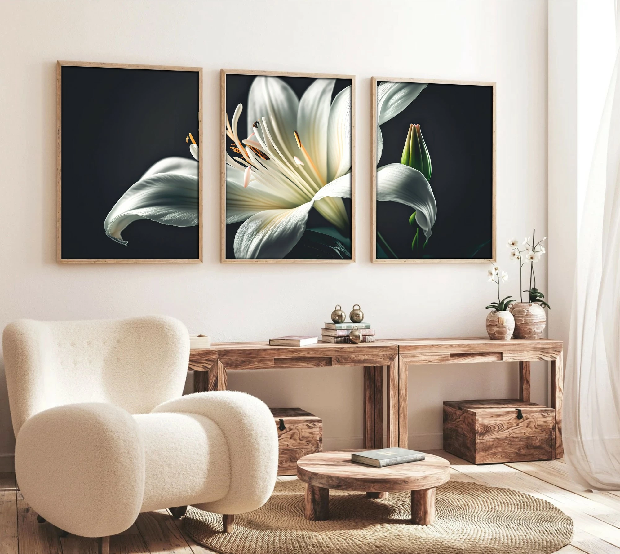 Pikturë dekorative me kornizë MDF (3 copë), Wallity, Huhu224, 35x50cm