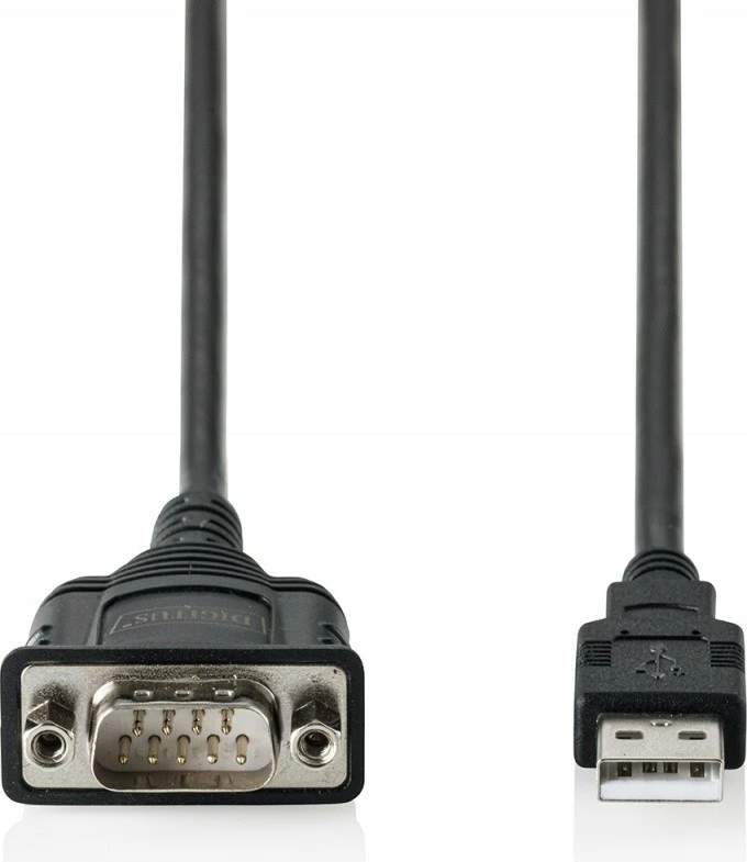 Kabl adapter USB 2.0 në RS232 (DB9) Digitus DA-70172, 1.8m, FTDI FT232RNL, i zi