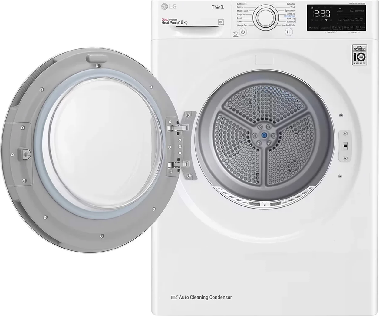 Tharëse rrobash, LG, RH80V3AV6N, 8 kg, Dual Inverter Heat Pump A++, e bardhë