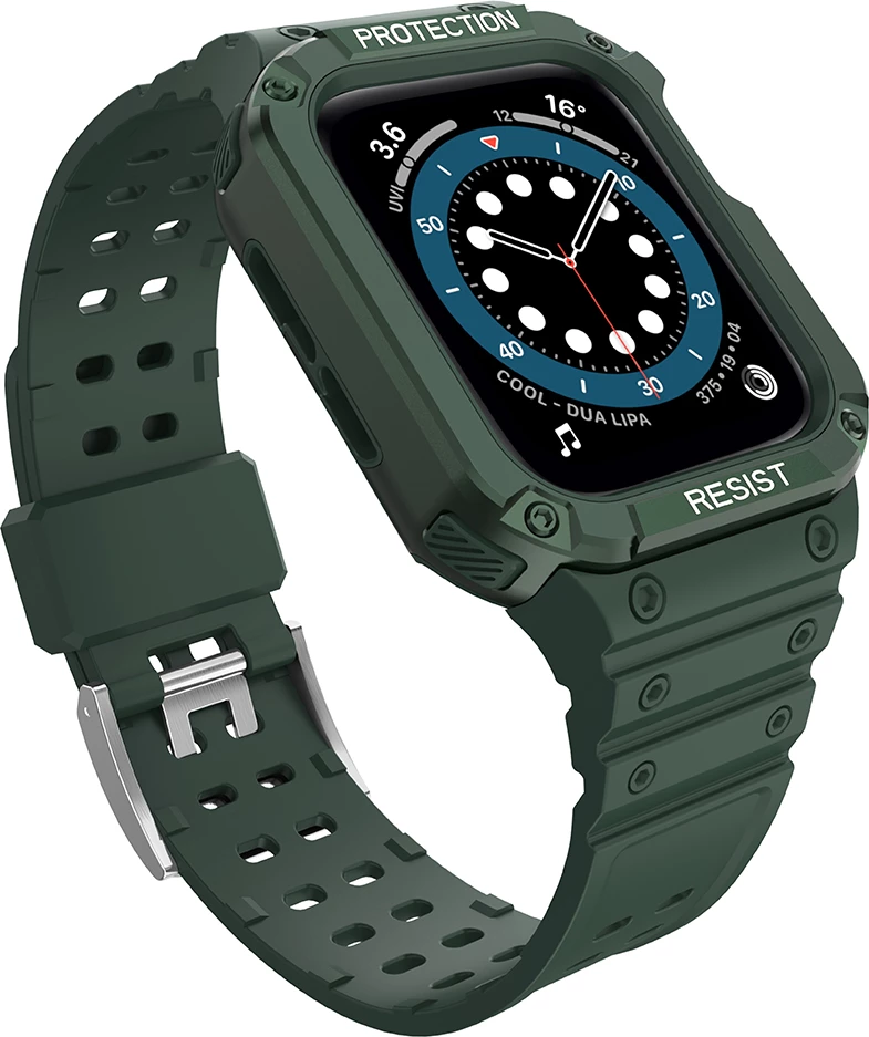 Rrip me kasë mbrojtëse për Apple Watch Hurtel Protect Strap Band, 45/44/42mm, e gjelbër