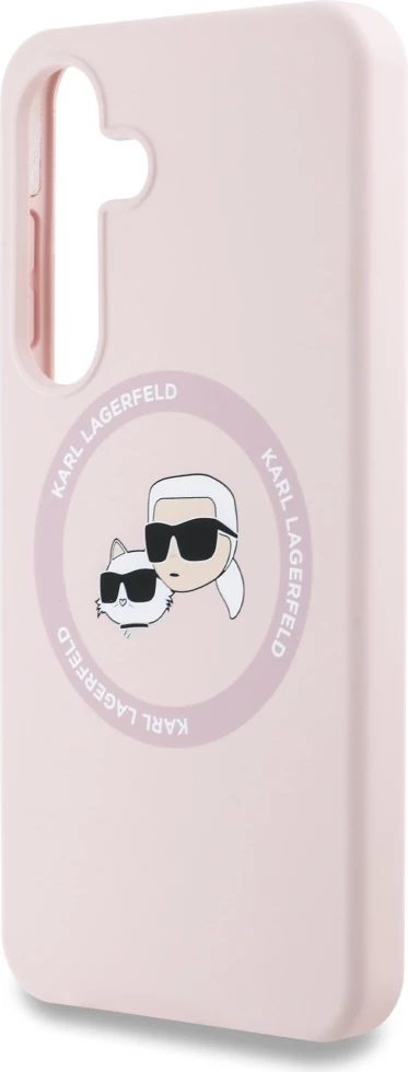 Mbështjellës Karl Lagerfeld Silicone Double Heads And Circle MagSafe për Samsung Galaxy S25, Rozë