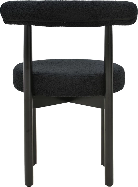 Karrige Fenza, stof teddy i zi, këmbë druri ahu të zeza, 60x54x75cm