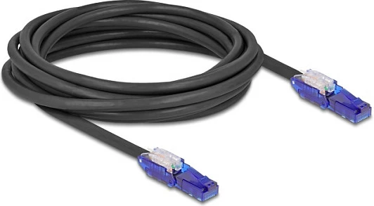 Kabllo rrjeti DeLOCK 80929, Cat6, 5 m, RJ-45 këndore 180°, U/UTP, e zezë/vjollcë