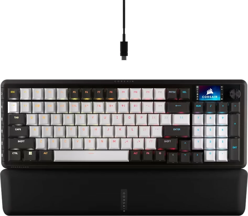 Tastierë gaming Corsair VANGUARD 96, mekanike MLX Plasma, RGB, 96%, USB-C, bardhë-zi