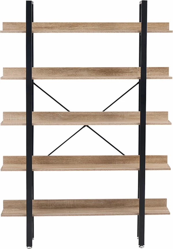 Raft librash HORIZON, 5 rafte, sonoma e zezë, 120x28x170