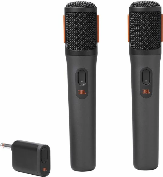 Set mikrofonash pa kabllo JBL PartyBox, JBLPBWIRELESSMIC, 2.4GHz, rreze 30m, deri 20 orë, set 2 copë + dongle, e zezë