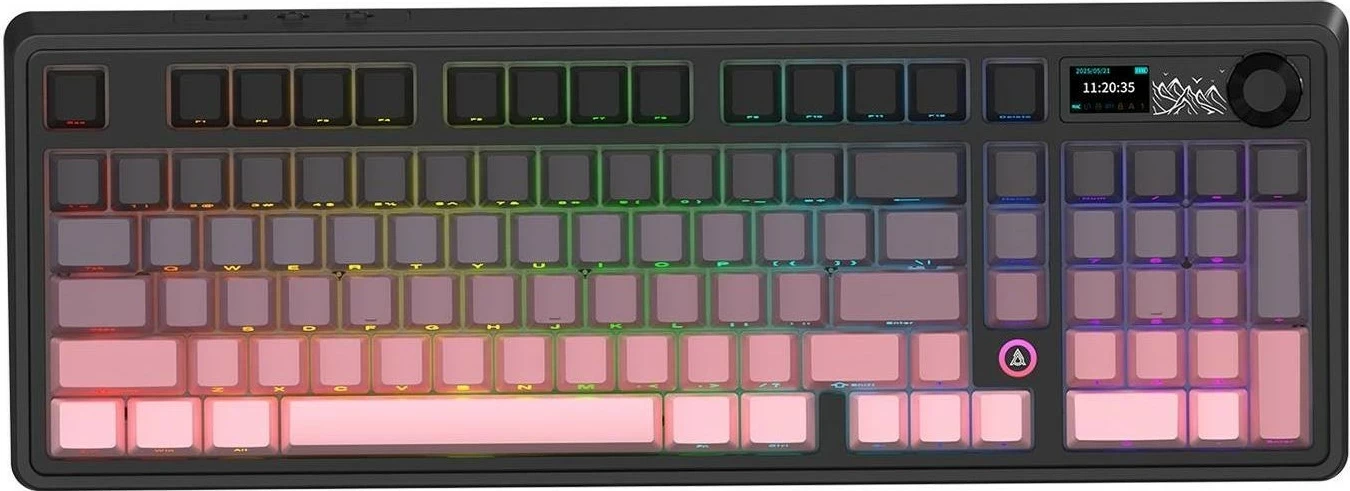 Tastierë mekanike Ajazz AK980 V2, wireless, RGB, Hot-Swap, me ekran, rozë