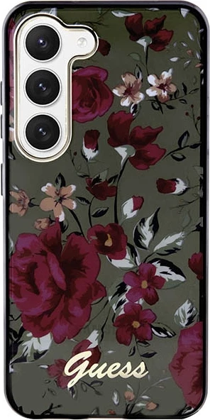 Mbështjellës Guess Flower Collection për Samsung Galaxy S23+ S916, hardcase, jeshil/kaki
