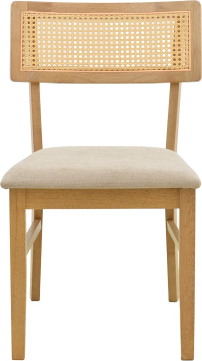 Set karrigash Raffles, dru natyral, ratan, stof gri-bezhë, 47x48x83.5cm, 2 copë