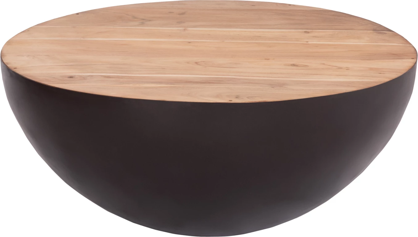 Tavolinë kafeje rrethore dekorative, FH8717.22, ngjyrë ndryshku me sipërfaqe druri akacie, Φ89.5x39H cm.