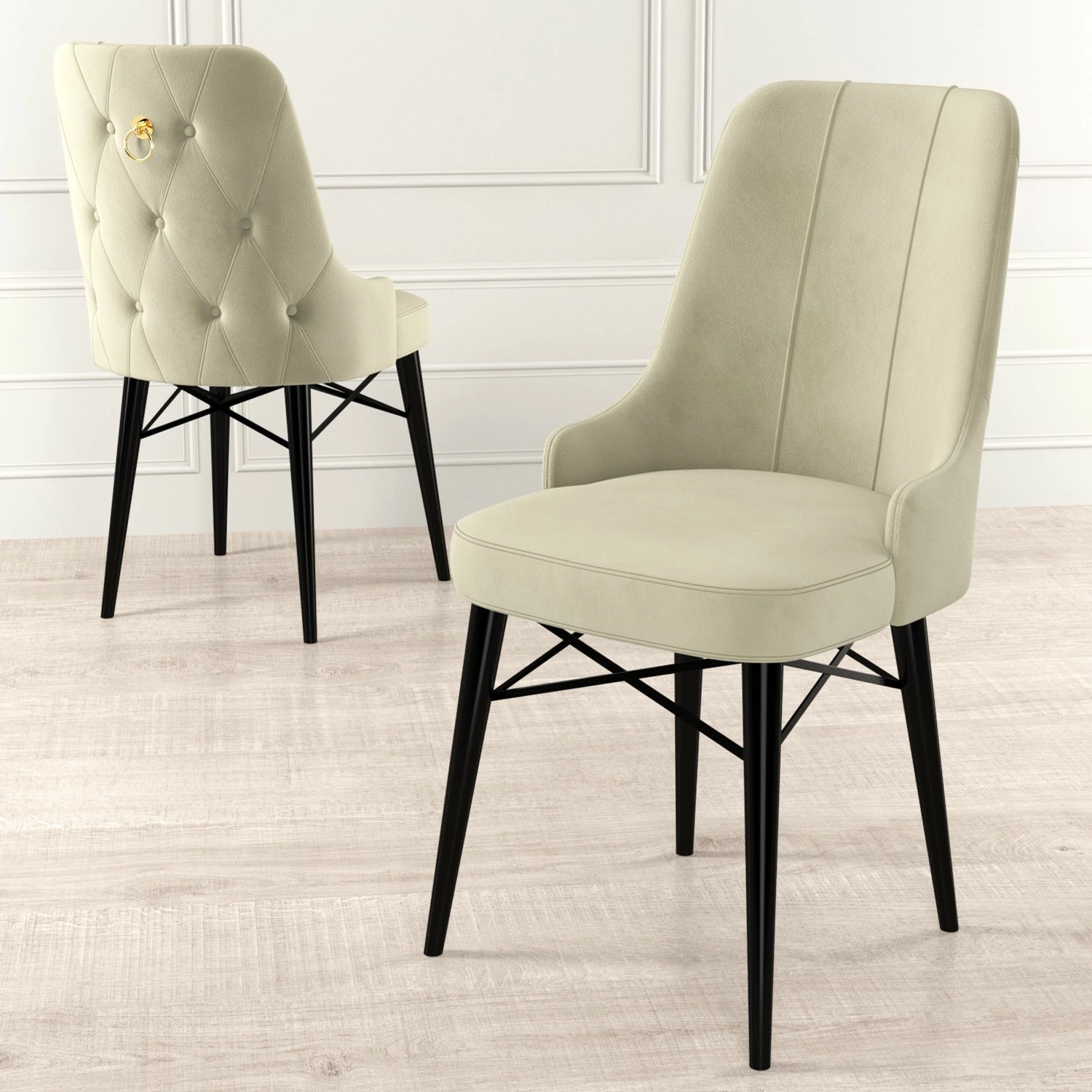 Set karrigesh (4 copë), Hanah Home, Pare, krem, e zezë