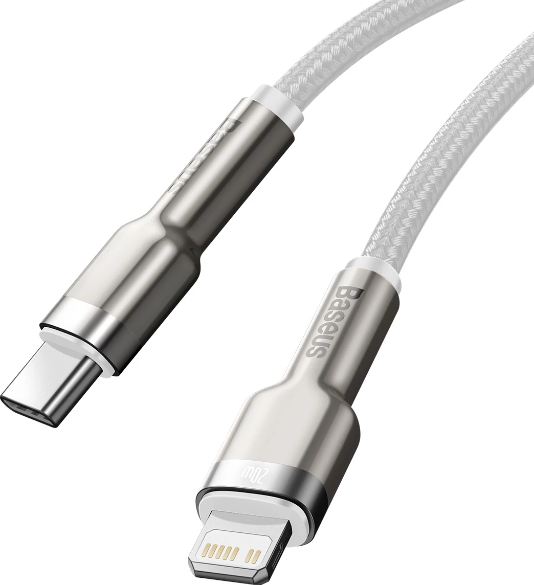 Kabllo Baseus Cafule Series Metal Data CATLJK-B02, USB-C në Lightning, 2m, 20W, Bardhë