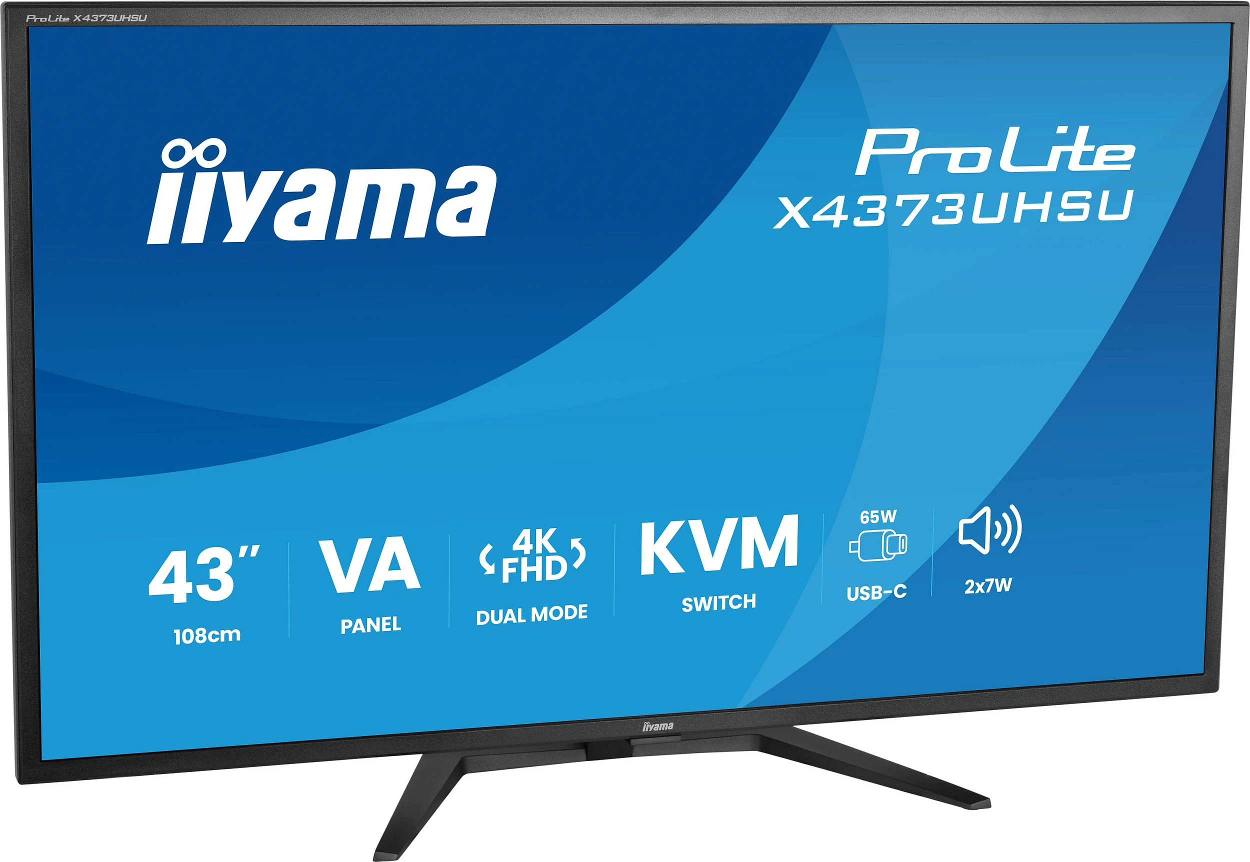 Monitor iiyama ProLite X4373UHSU-B2, 43" 4K UHD, VA, USB-C, KVM, altoparlantë, i zi mat