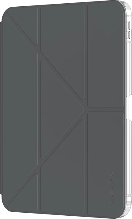Mbështjellës tablet, AmazingThing, Minimal Case IPADGEN11MINBK, për iPad 11" (2025) / iPad 10.9" (2022), kapak me stand, panel i pasmë transparent, vend për Apple Pencil, gri e errët