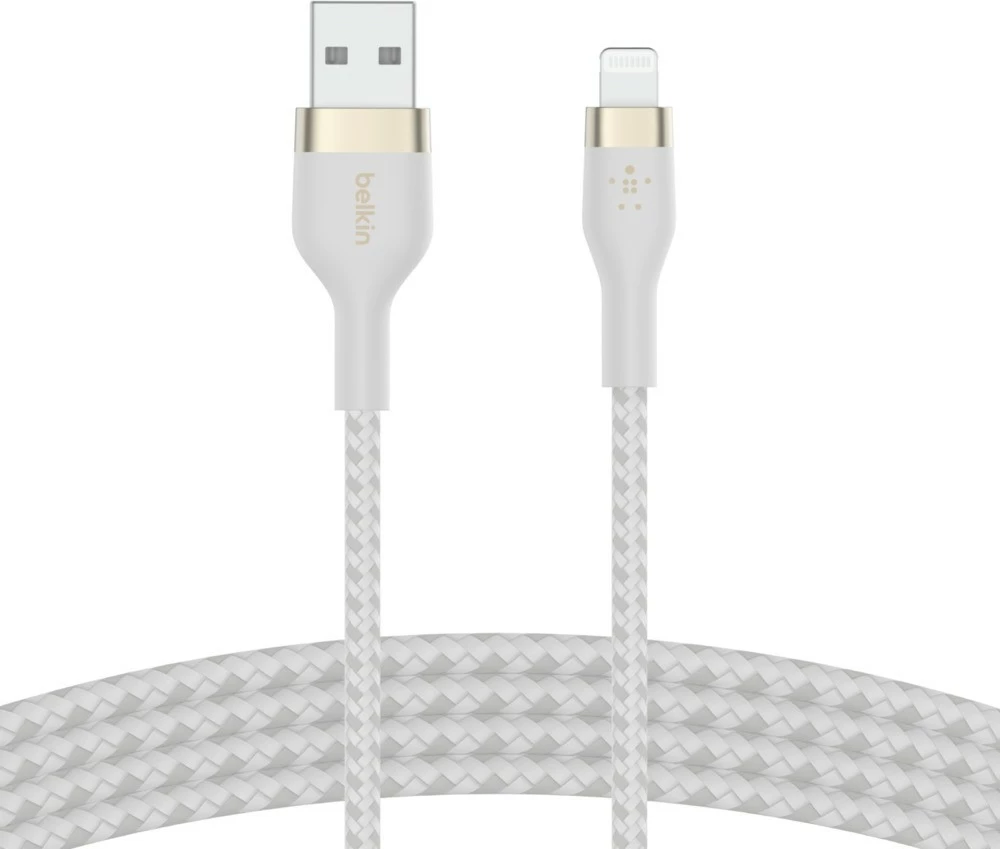 Kabllo Belkin CAA010BT3MWH, 3 m, USB A në USB C/Lightning, Bardhë