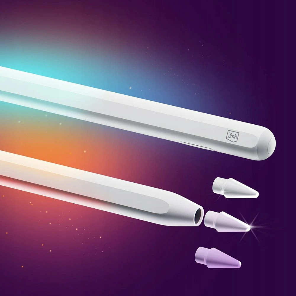 Stylus 3MK Wonder Pen USB-C me karikim pa kabllo për iPad, i bardhë, set me 2 maja + kabllo USB-C