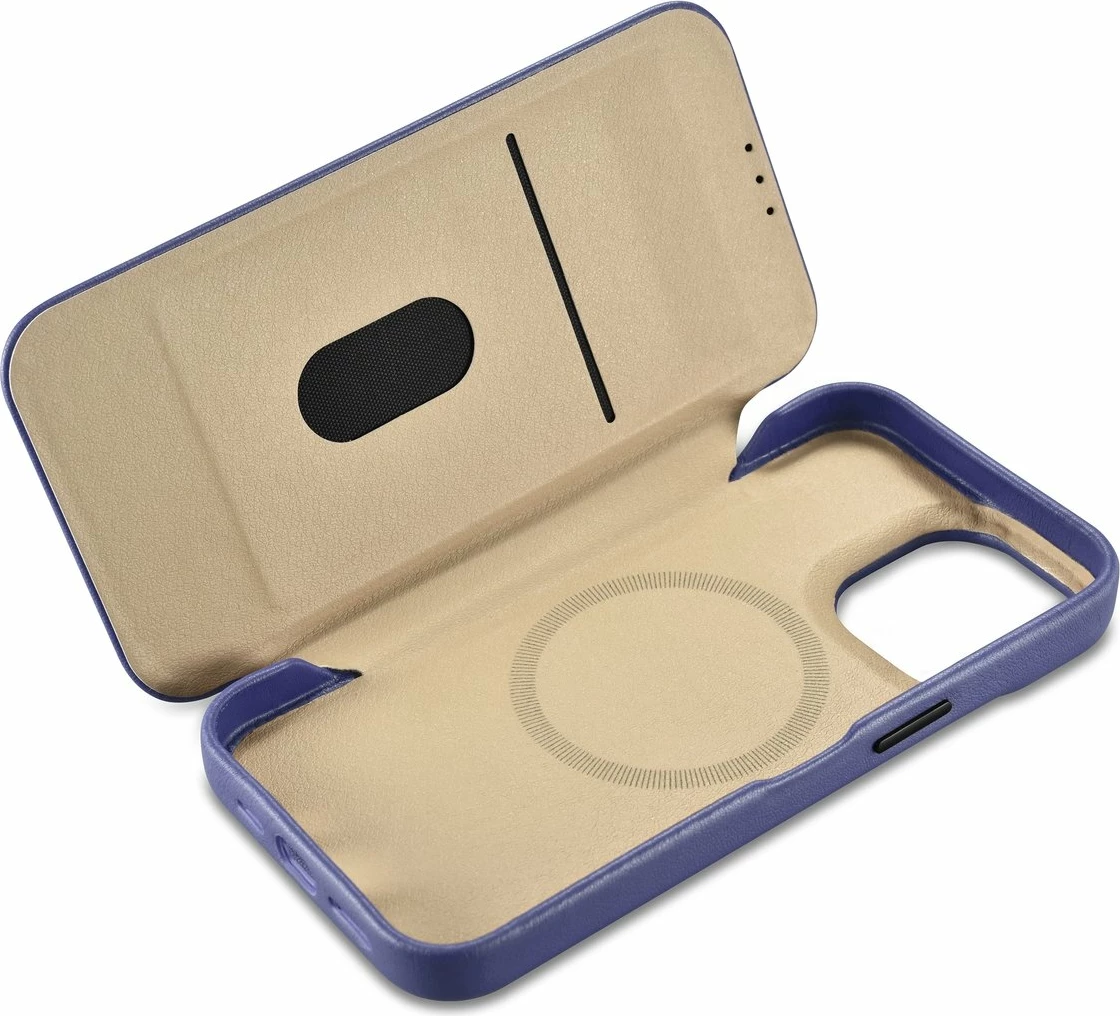 Mbështjellës iCarer CE Premium lëkure për iPhone 14 Pro Max, MagSafe, Vjollcë e lehtë