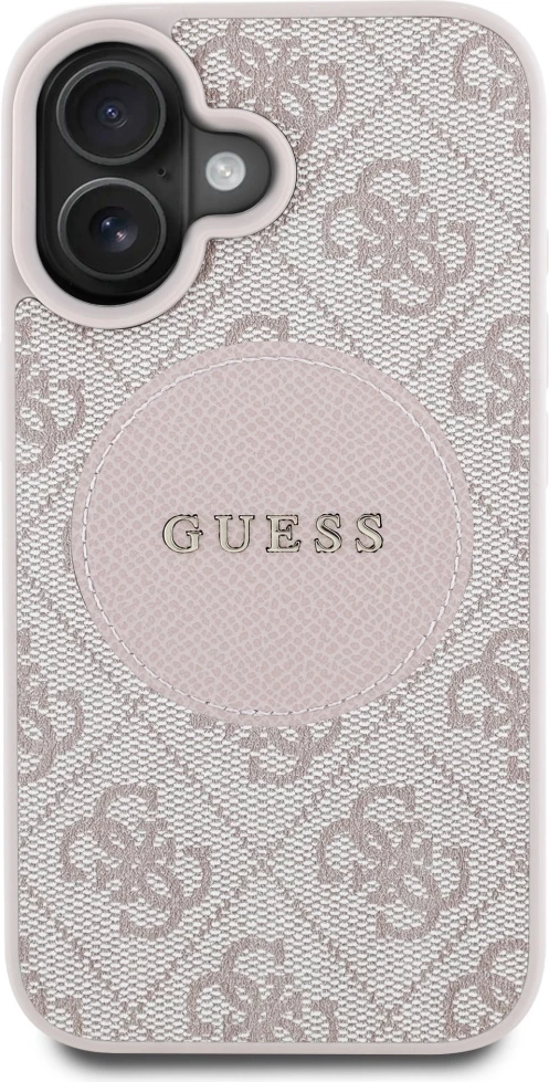 Mbështjellës Guess 4G Circle Classic Logo MagSafe për iPhone 16, Rozë