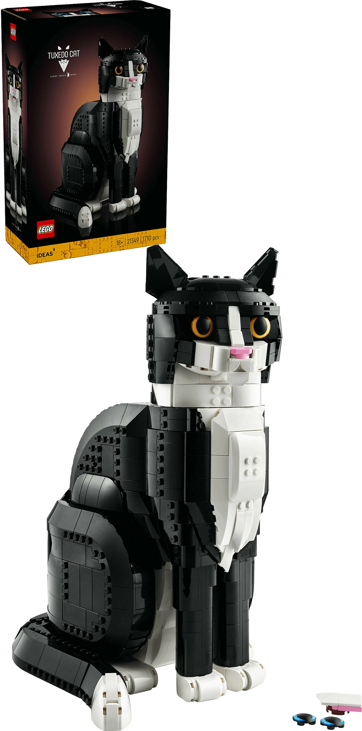 Set ndërtimi LEGO Ideas Tuxedo Cat 21349, 1710 pjesë, 18+, zi/bardhë