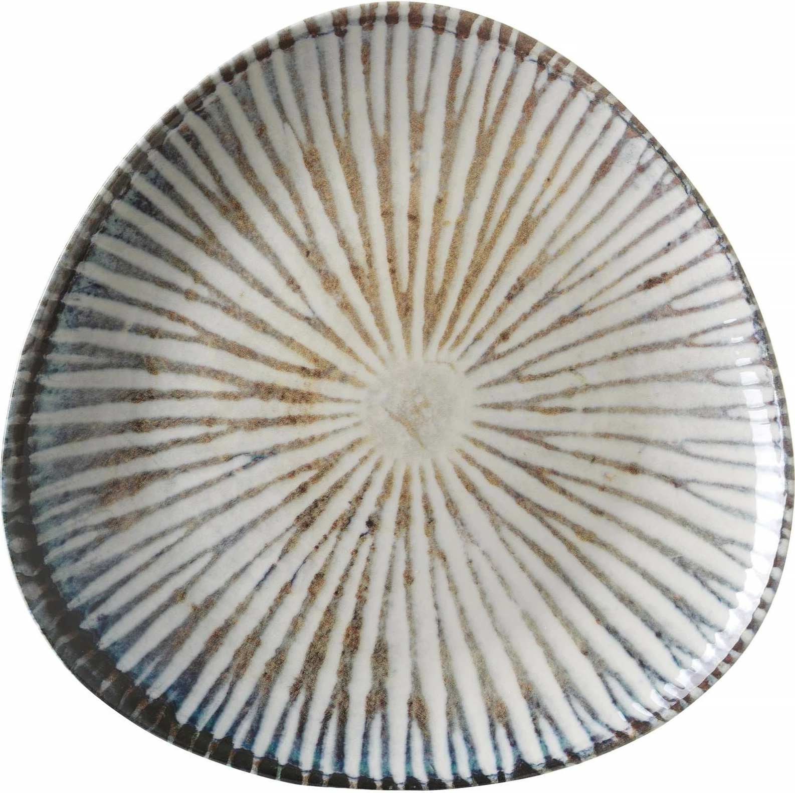 Pjatë trekëndore Fine Dine Ammonite 260 mm, gri-kaltër, set 6 copë