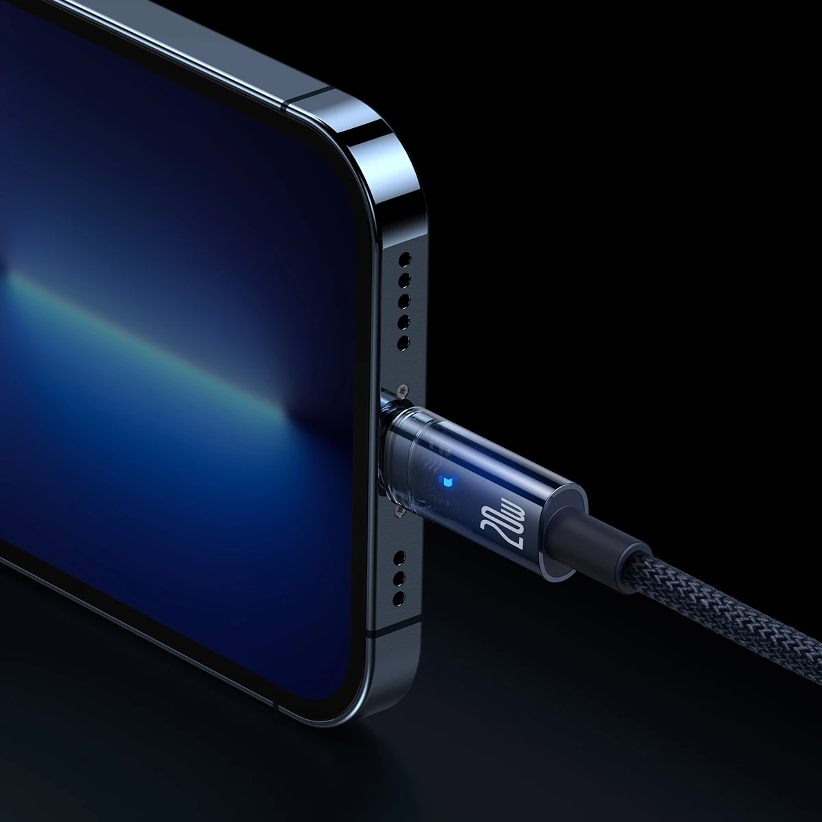 Kabllo Baseus Explorer USB-C në Lightning, 1m, 20W, Kaltër