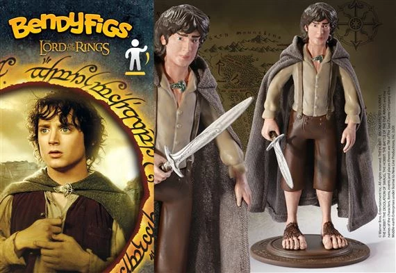 Figurë koleksionuese Noble Collection Bendyfigs Lord of the Rings Frodo Baggins 18 cm, fleksibile, me bazë