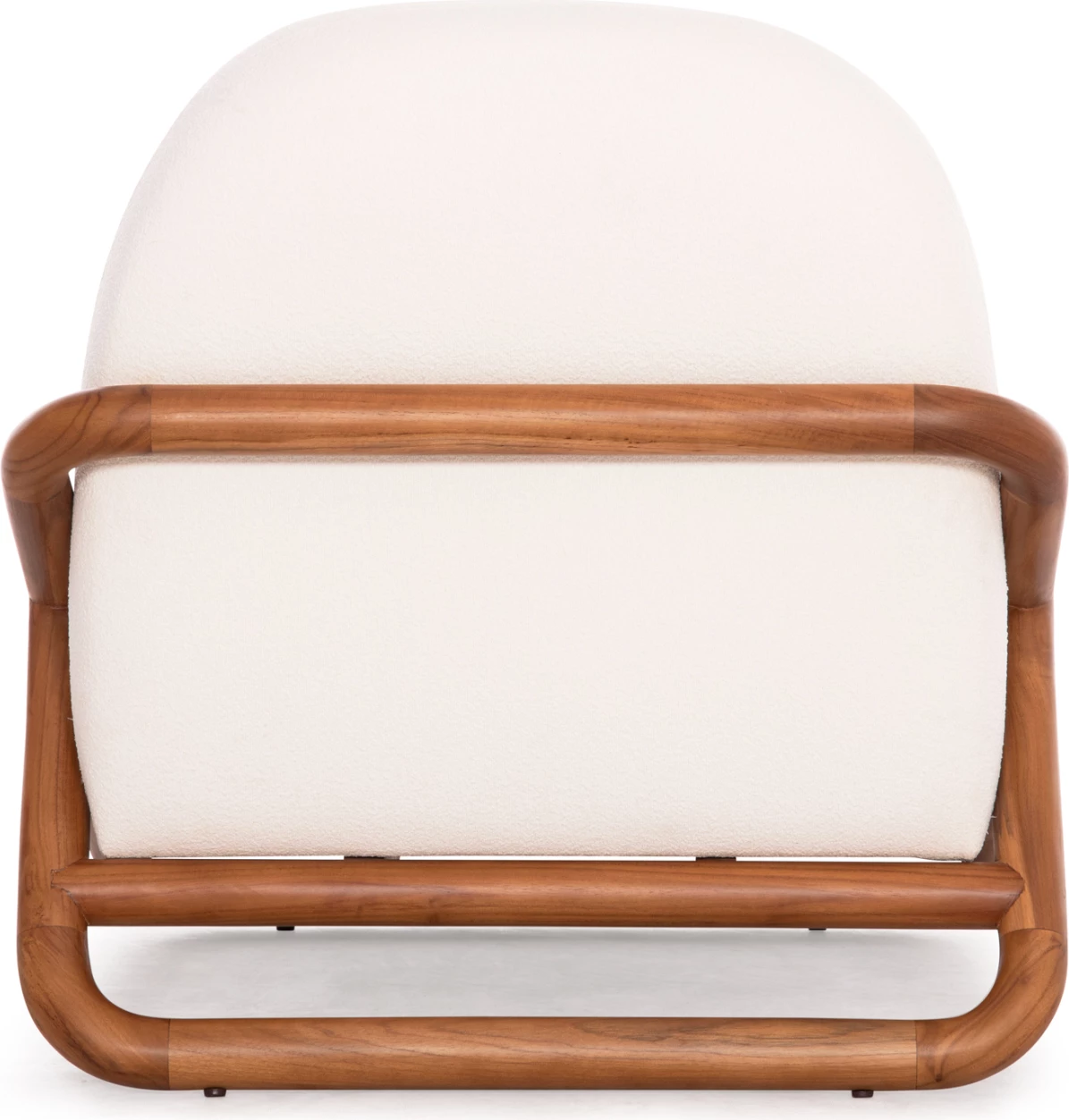 Karrige lounge Ramrod, dru tik natyral, boucle krem e bardhë, 75x87x79cm