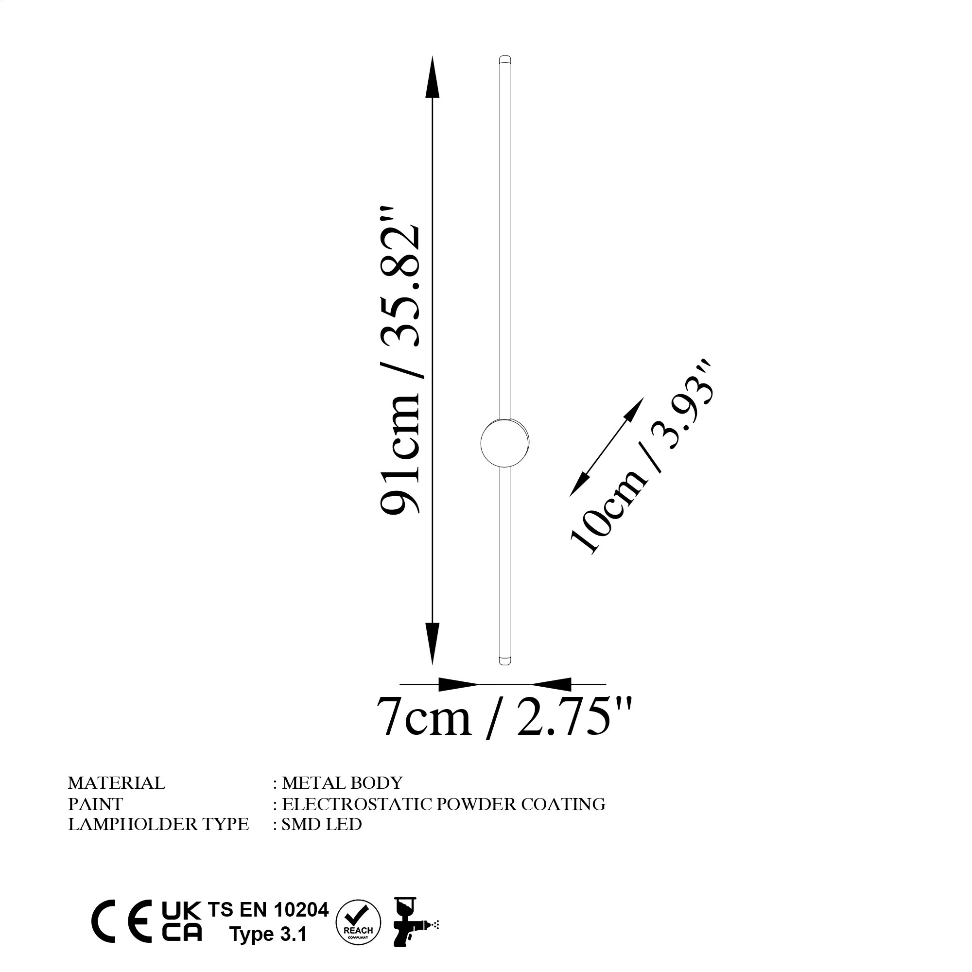 Llambë muri Opviq, Sword - 13484, ngjyrë e zezë