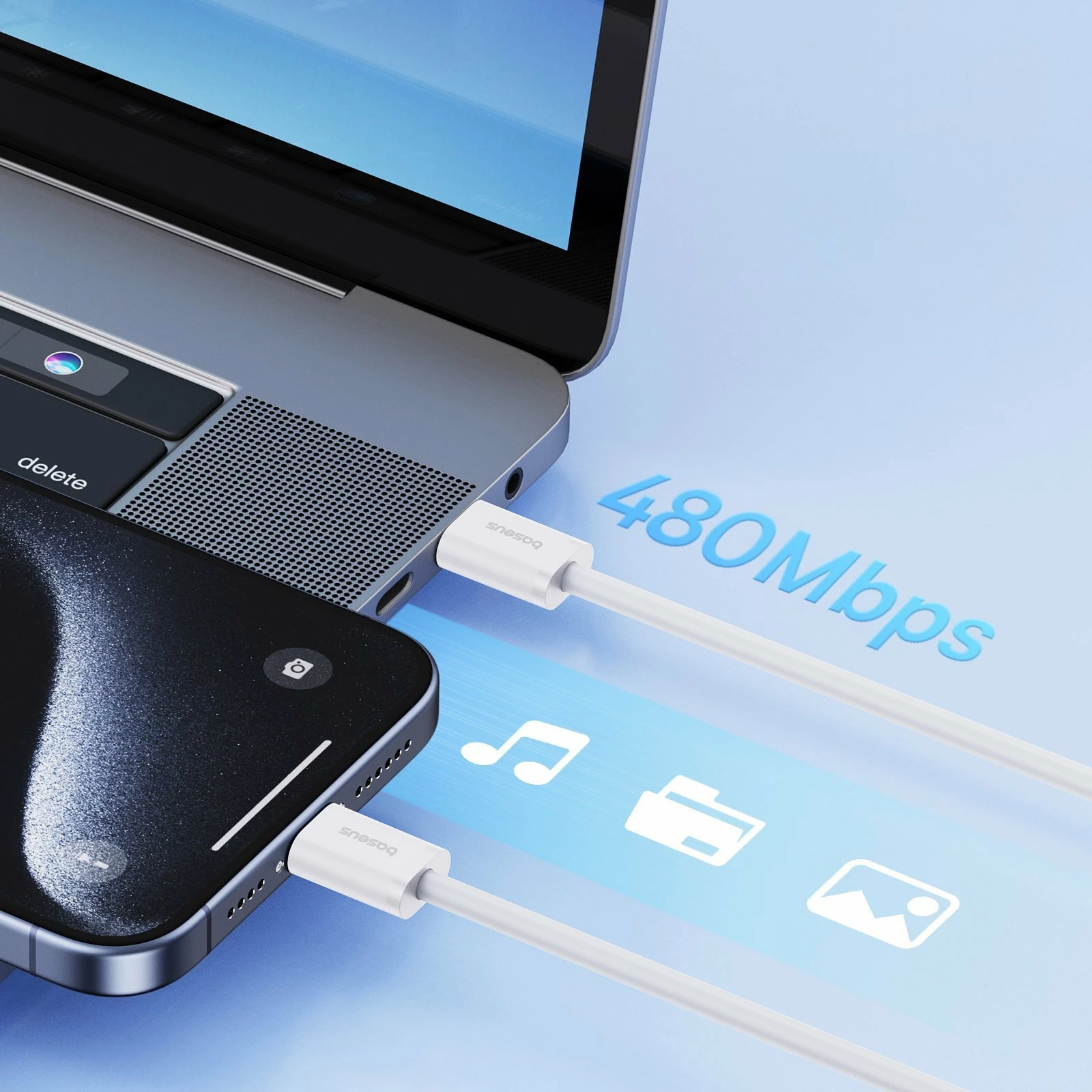 Kabllo USB-C në USB-C Baseus Superior Series II P10365200211-01 2 m PD 30W USB 2.0, e bardhë