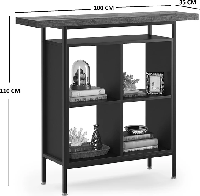 Tavolinë bar Stolik, ngjyrë arre e zezë, 100x35x110cm