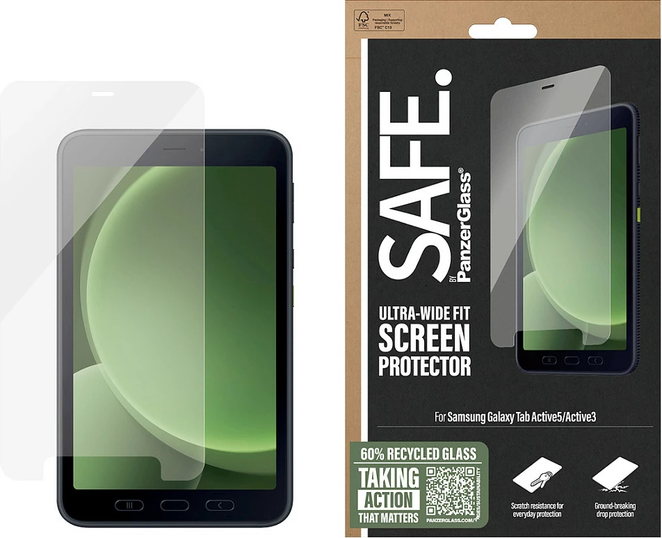 Mbrojtës ekrani PanzerGlass SAFE Ultra-WideFit për Galaxy Tab Active5/Active3, transparent
