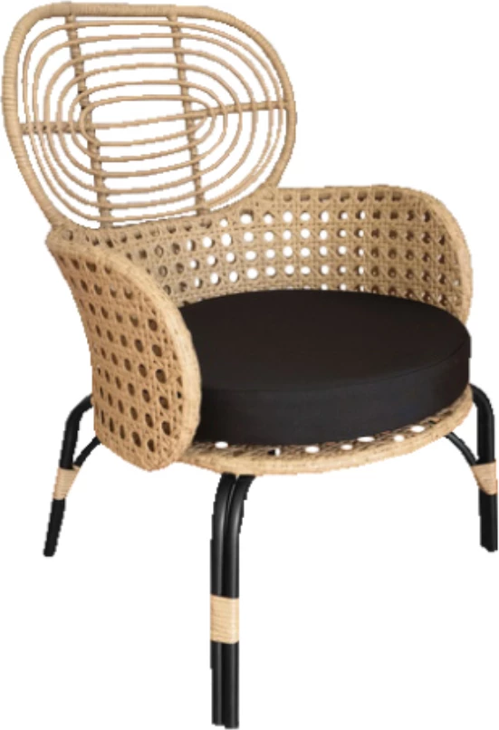 Karrige e ulët Loom, natyrale, 65x69x94