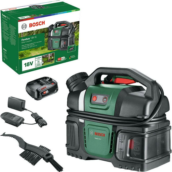Pastrues me presion me bateri Bosch Fontus 18V-6, 18V Li-Ion, 20 bar, i gjelbër