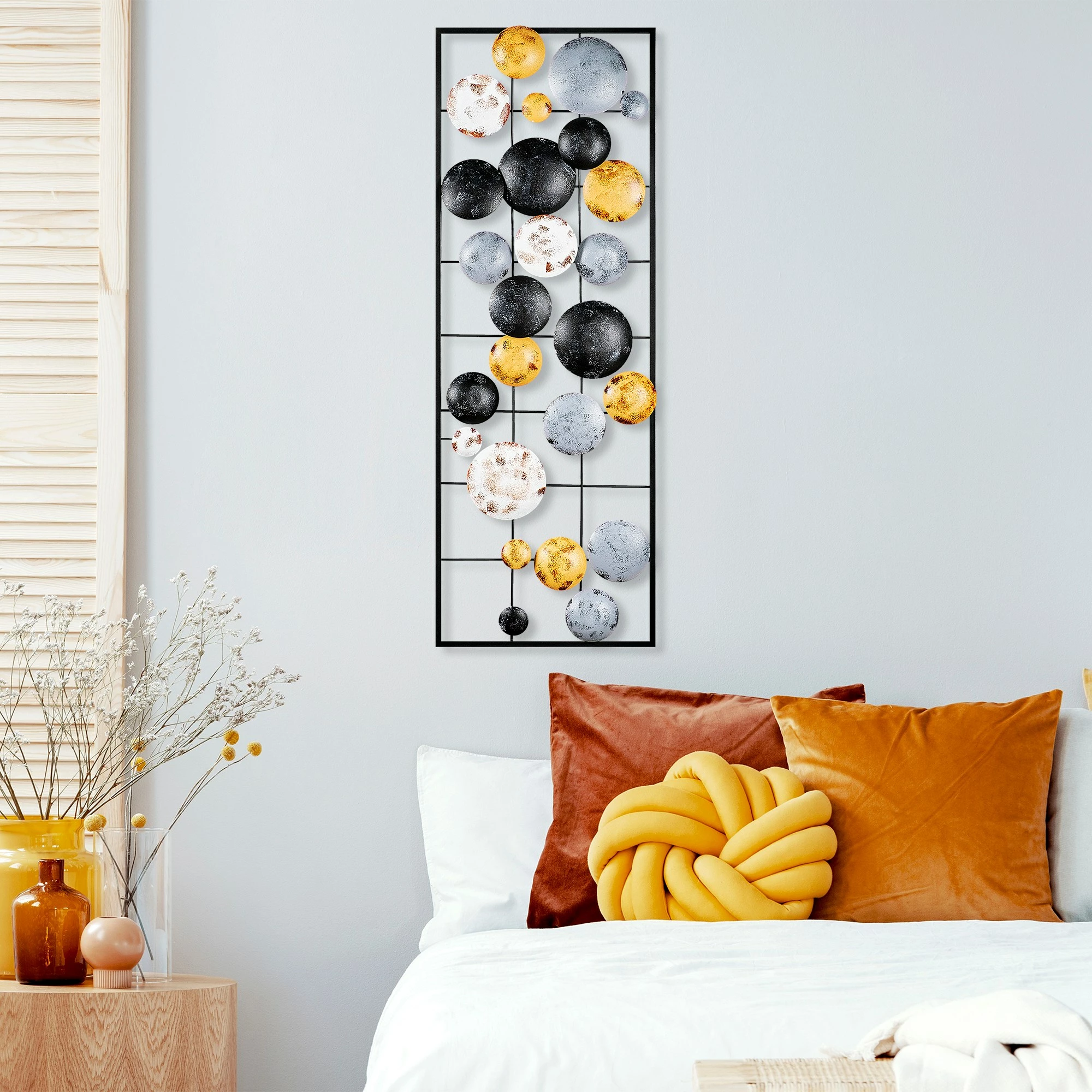 Aksesor dekorativ metalik për mur, Wallity Camber - 8, shumëngjyrësh, 32x90x4cm