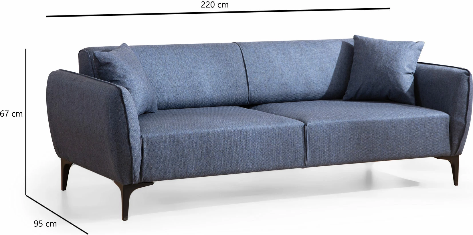 Divan treshe Atelier del Sofa, Belissimo, ngjyrë kaltër