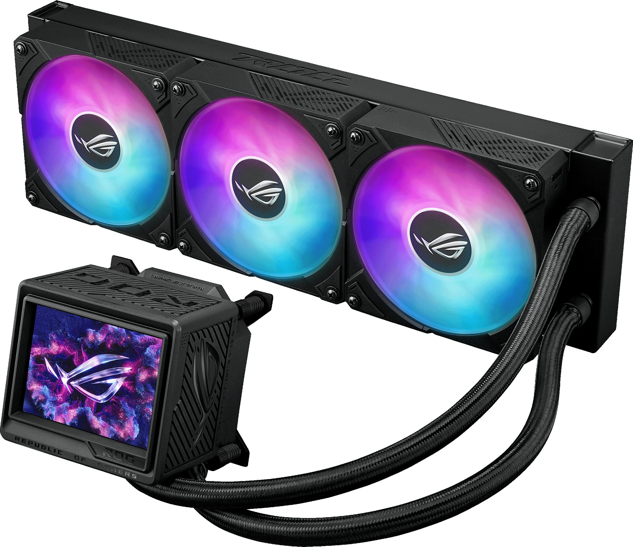 Ftohës uji all-in-one ASUS ROG Ryujin III 360 ARGB Extreme, 3x12cm, ekran LCD, i zi