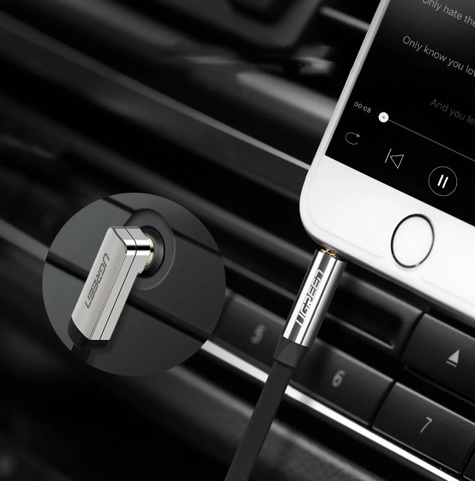 Kabllo audio AUX Ugreen AV119 10596, 0.5m, mini jack 3.5mm, e zezë