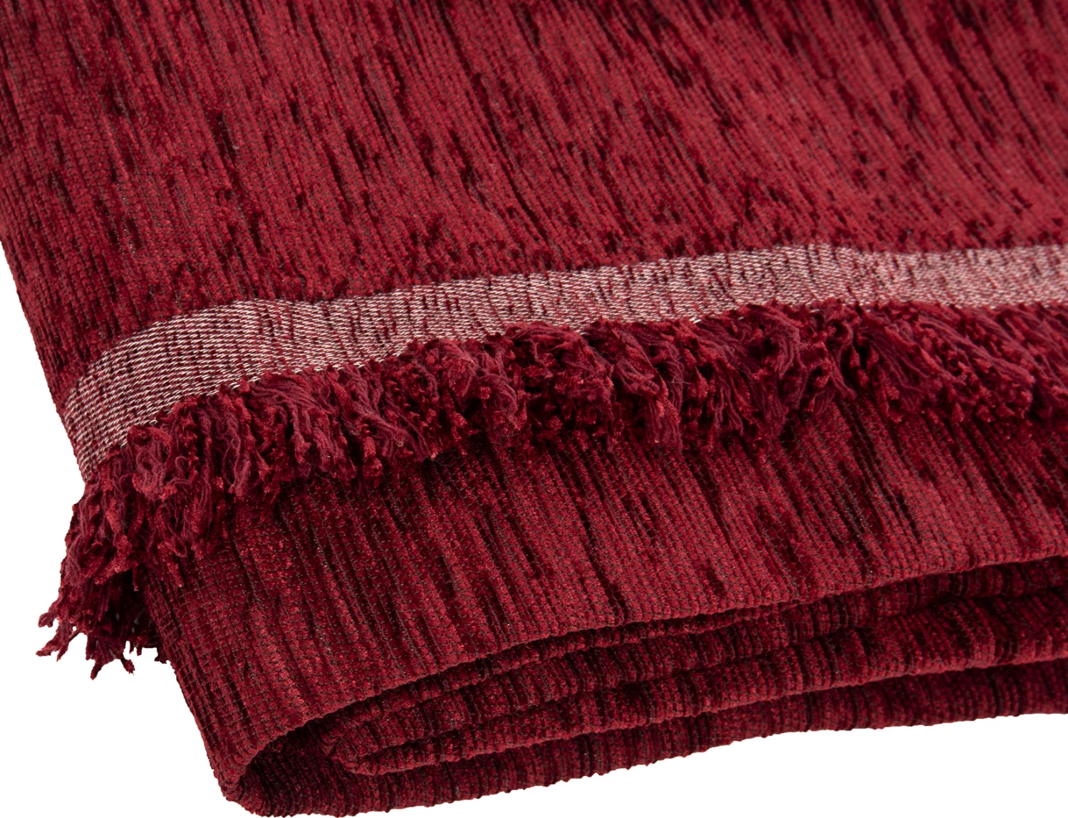 Mbulesë divani me franja DREAMTOPIA FH12161.08 ngjyrë e kuqe burgundy 245x170cm