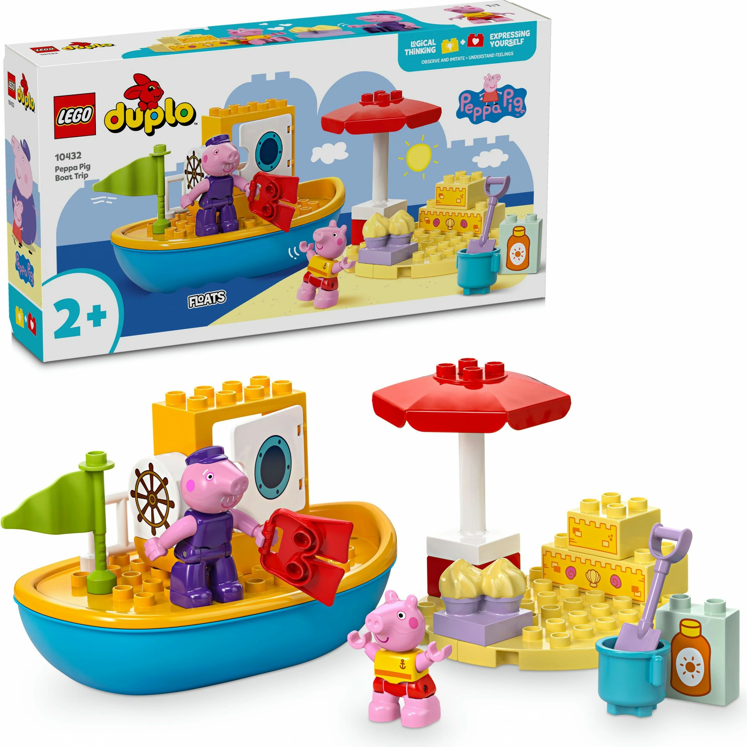 Set ndërtimi LEGO DUPLO 10432 Peppa Pig Boot Trip, 23 pjesë, multikolor