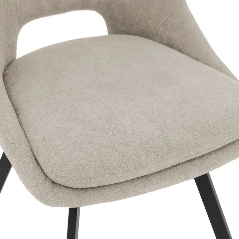 Karrige për bar Initiate, krem, pëlhurë teddy, këmbë metalike të zeza, 48x56x98cm