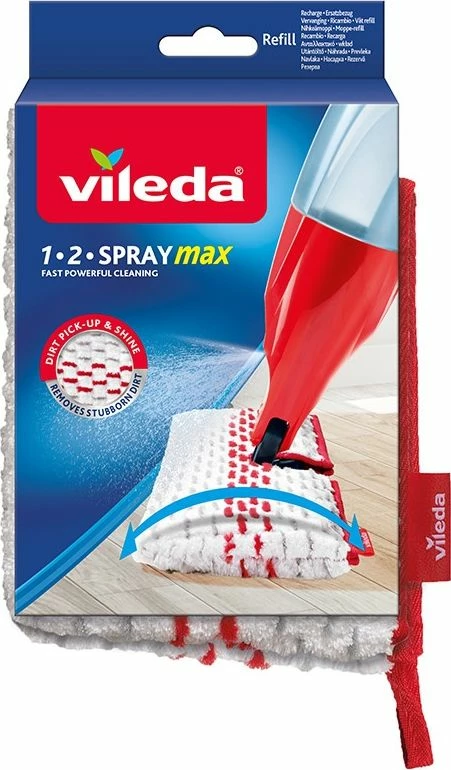 Pllakë zëvendësuese për mop Vileda 1-2 Spray Max 164016, mikrofibër, bardhë