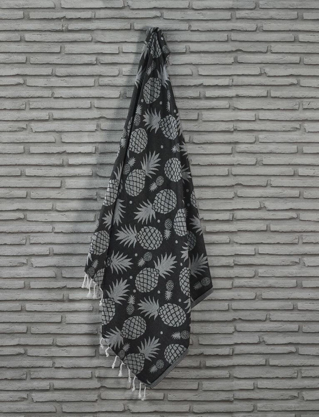 Peshqir plazhi Fouta Mijölnir, ananas, anthracite-gri, 100x180cm