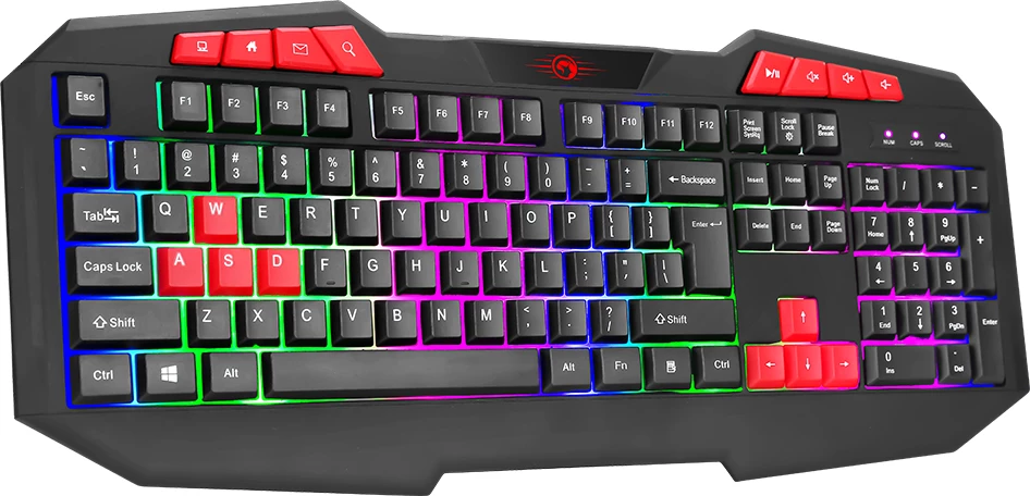 Tastierë Marvo K602 membrane full size RGB me kabllo me mbështetëse dore e zezë